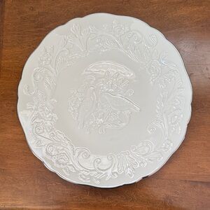 Elegant White Embossed Dinner Plate